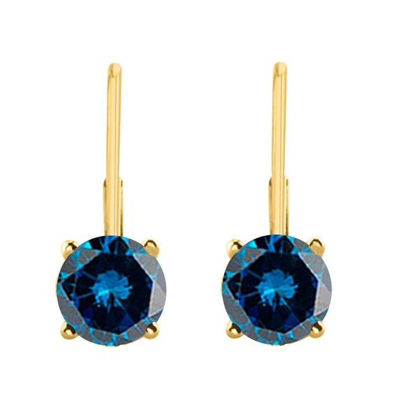 0.30 Cttw Leverback Natural Blue Diamond Earrings - Picture 10 of 12